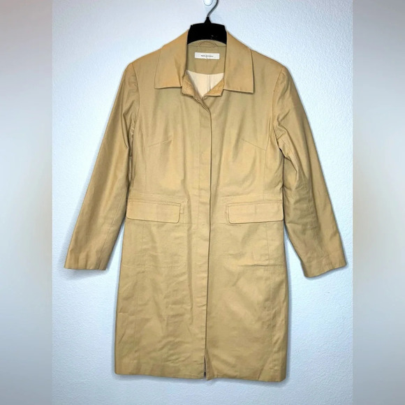 Debenhams Minimalist Soft Canvas Trench Coat Size 14 Tan - Picture 1 of 10